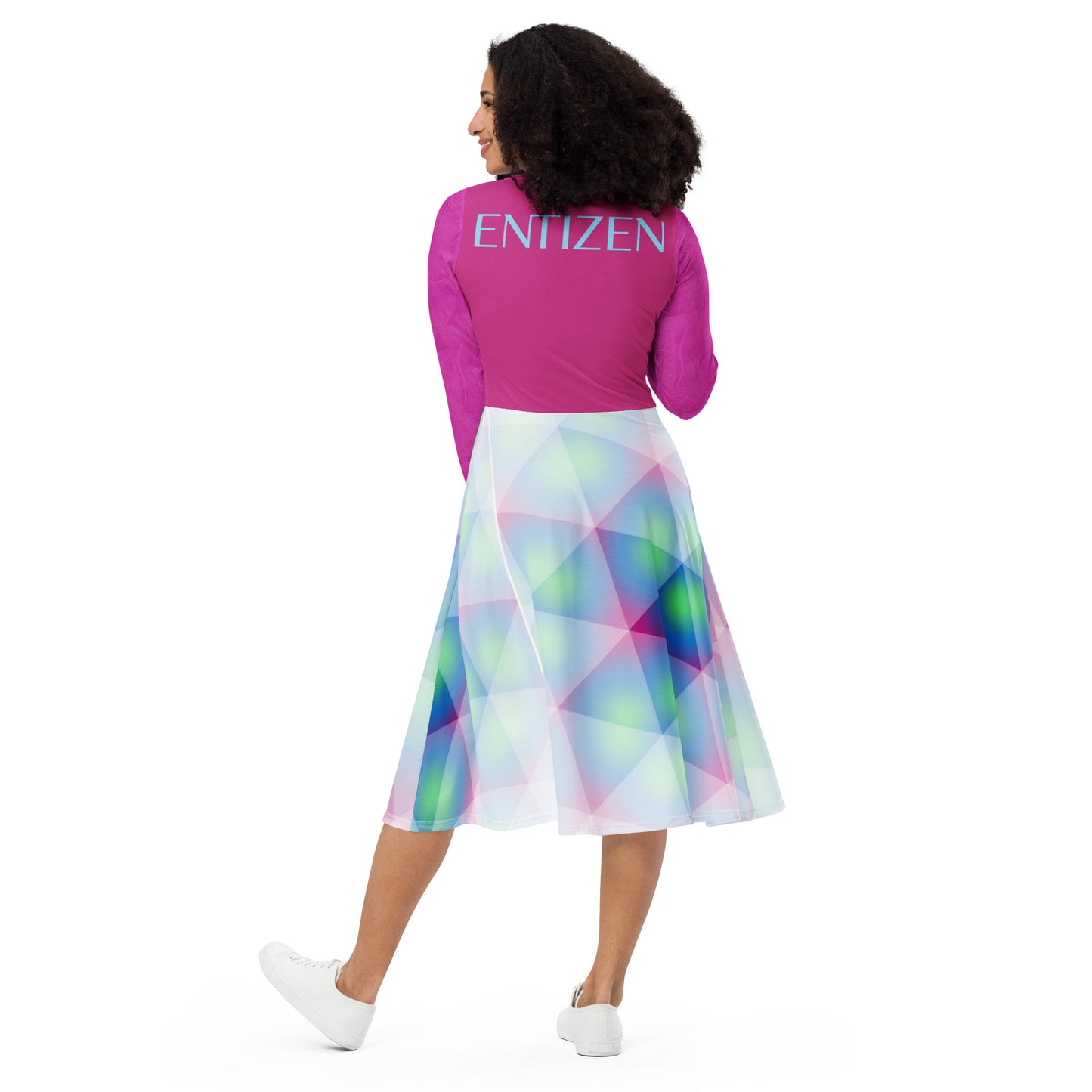 DOMI Pink Topics Midi Dress