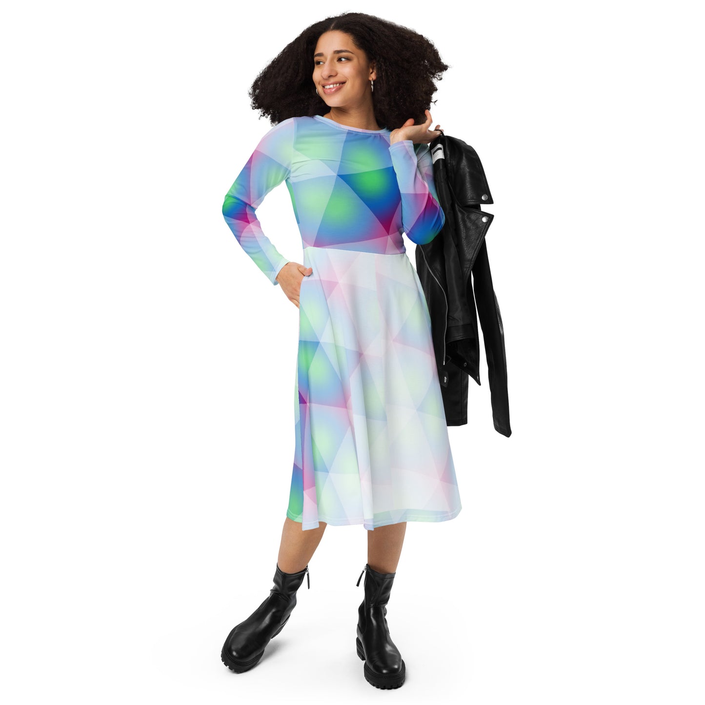 Entizen Long Sleeve Midi Dress Mint Green