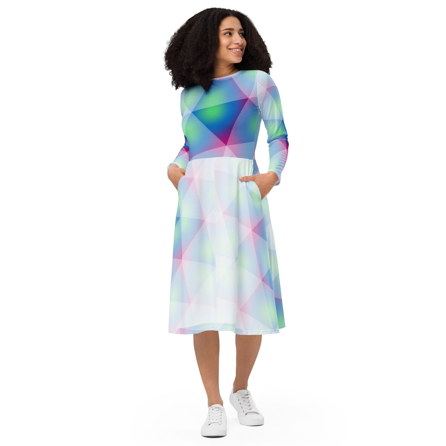 Entizen Long Sleeve Midi Dress Mint Green