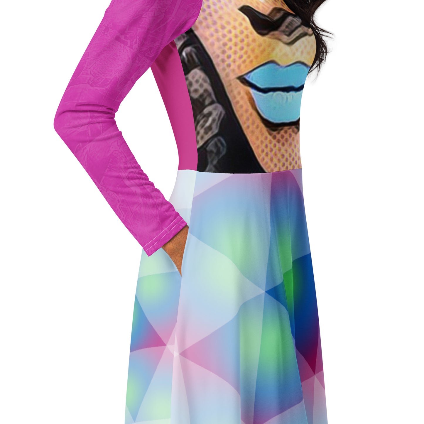 DOMI Pink Topics Midi Dress