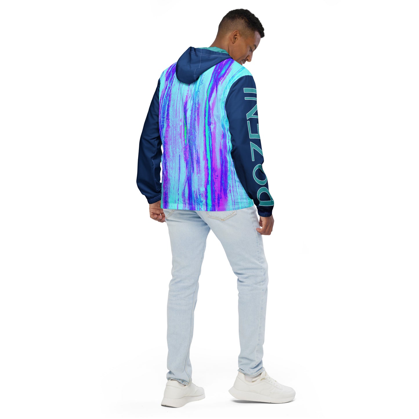 Rozeni Brand Zip Windbreaker Navy Blue Arms
