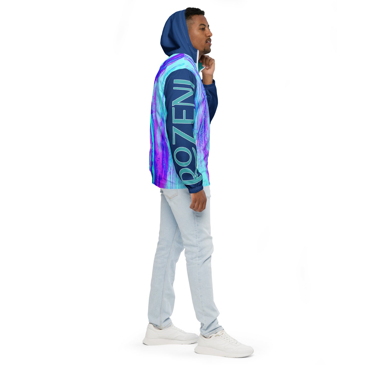 Rozeni Brand Zip Windbreaker Navy Blue Arms