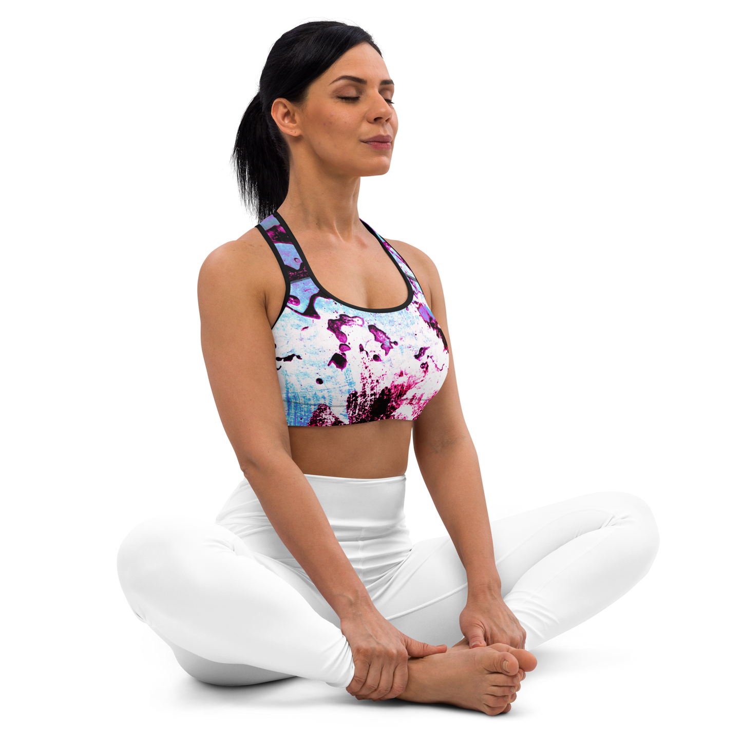 Entizen Padded Sports Bra Blue & Burgundy