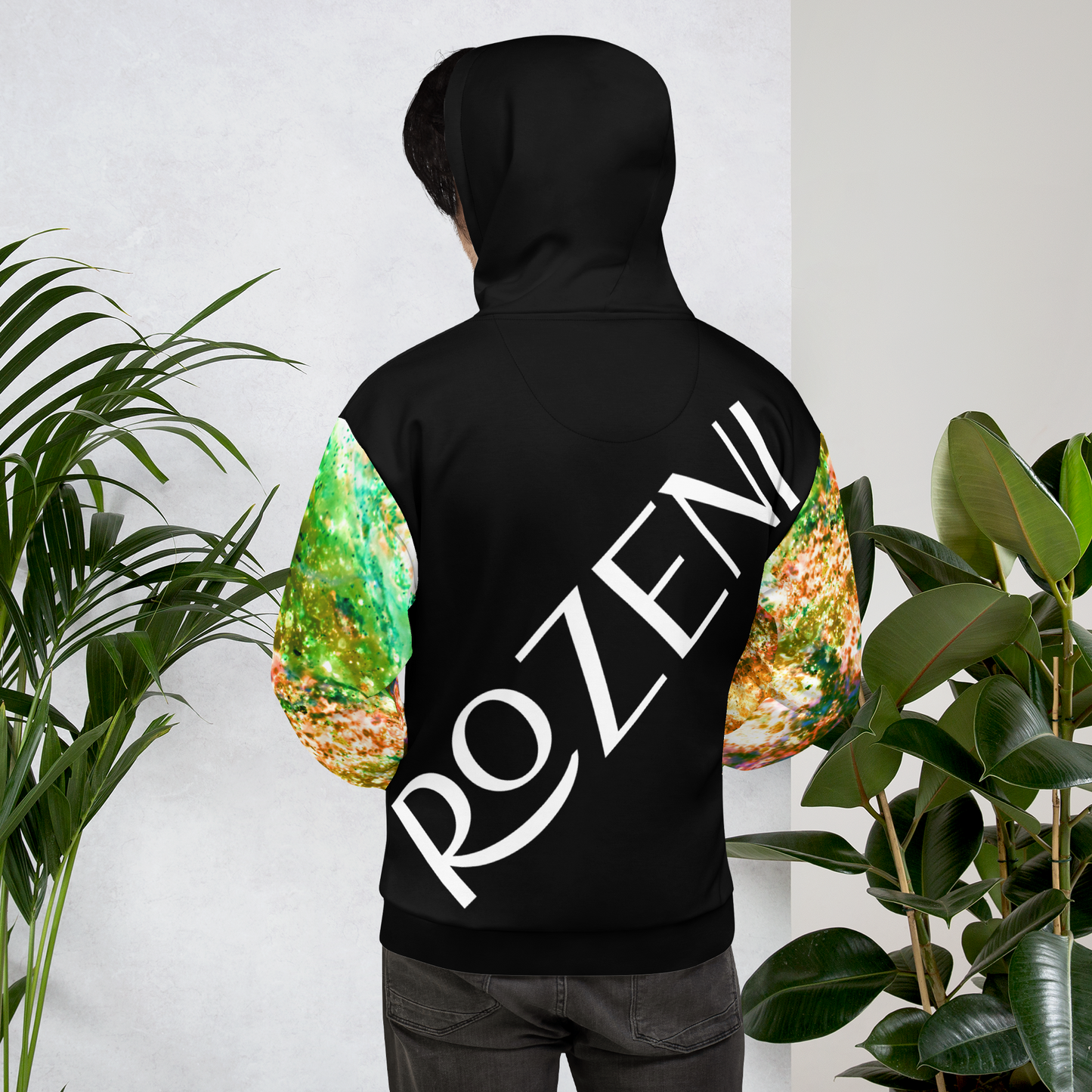 Rozeni Brand Unisex Hoodie Coral Green Art