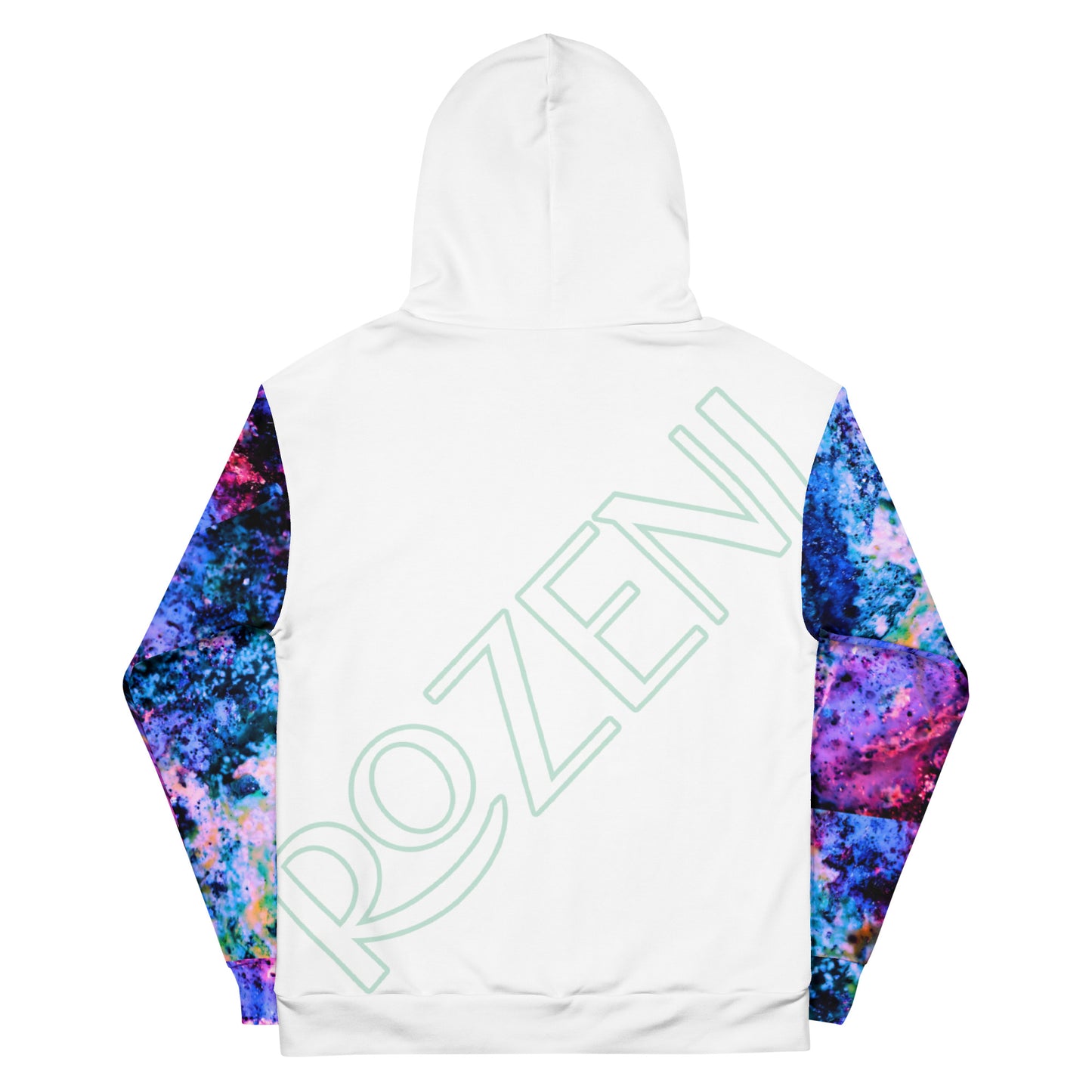 Rozeni Unisex Hoodie Coral Blue White Art