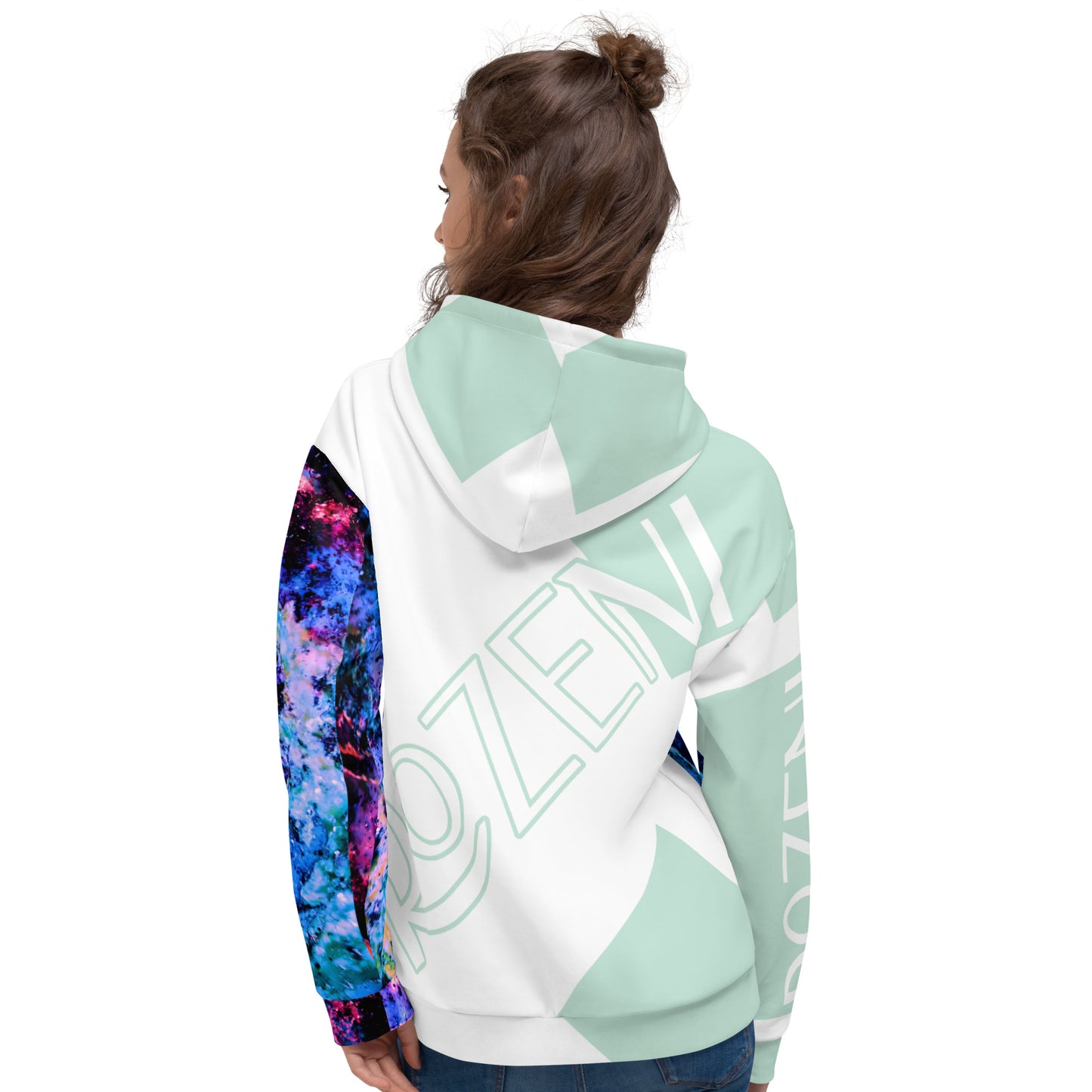 Rozeni Brand Unisex Hoodie Blue Coral & White Mint