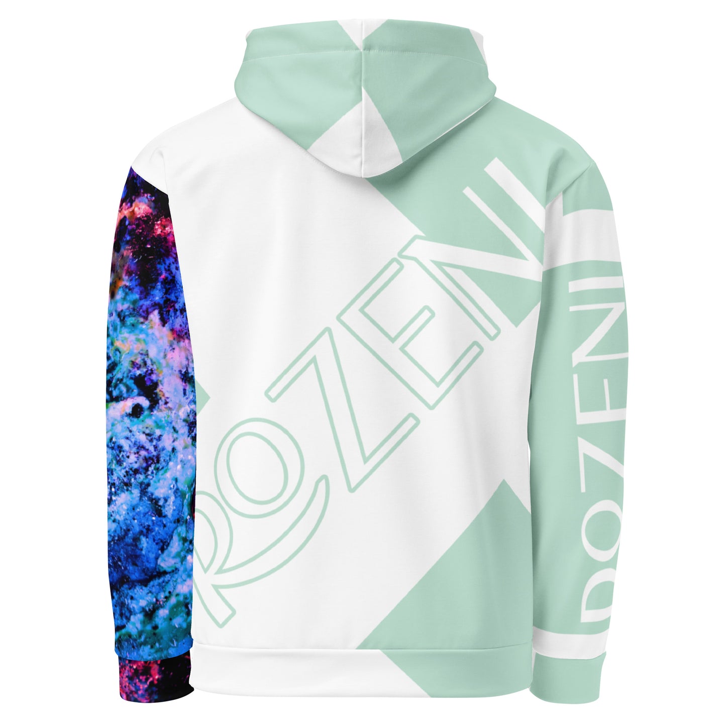 Rozeni Brand Unisex Hoodie Blue Coral & White Mint
