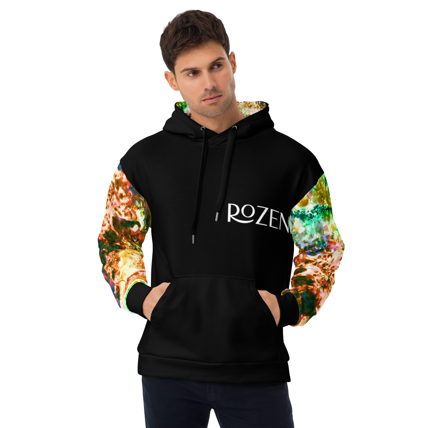 Rozeni Brand Unisex Hoodie Coral Green Art