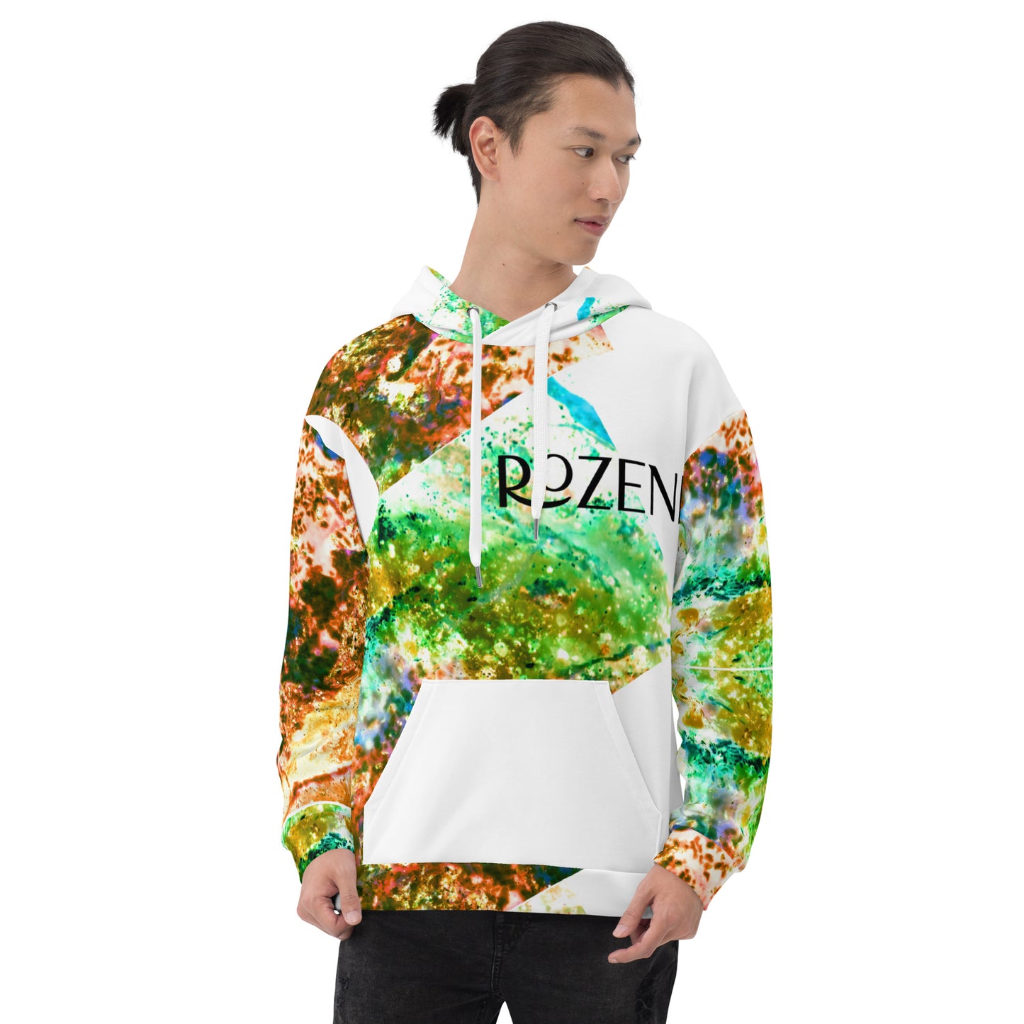 ROZENI Brand Unisex Hoodie Coral Green Art
