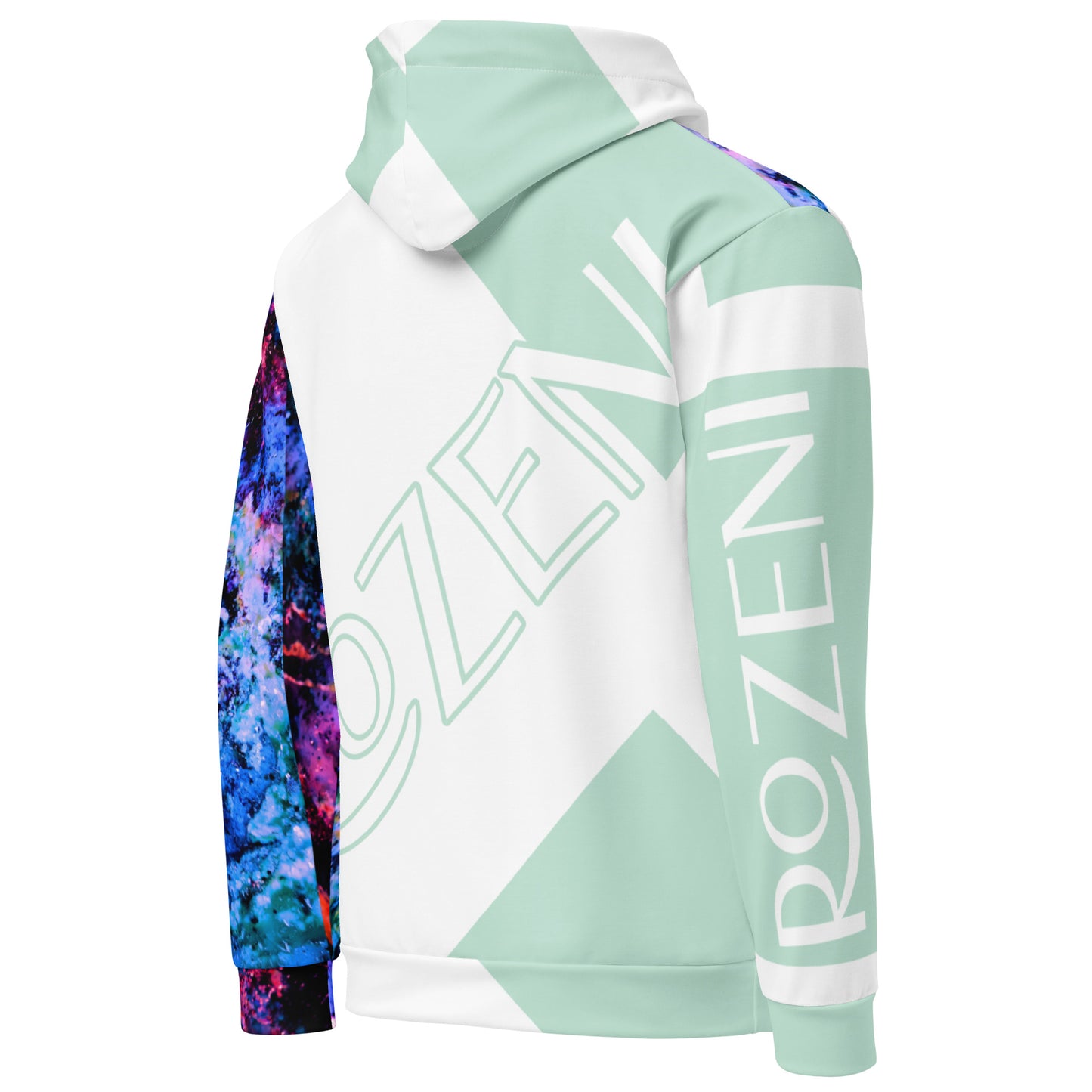 Rozeni Brand Unisex Hoodie Blue Coral & White Mint