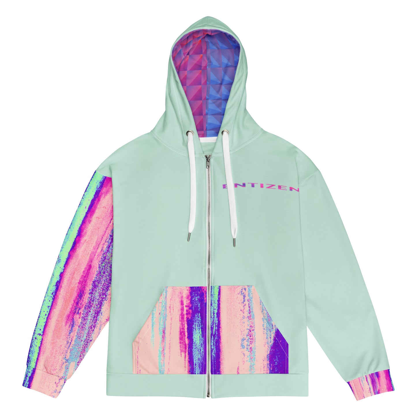 Entizen Brand Pink Tiger Mint Zip Hoodie