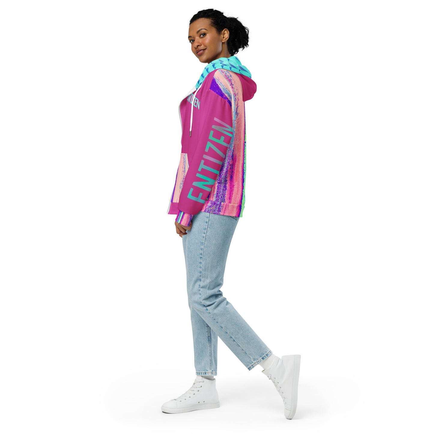 Entizen Brand Pink Tiger Fuchsia Pink Zip Hoodie
