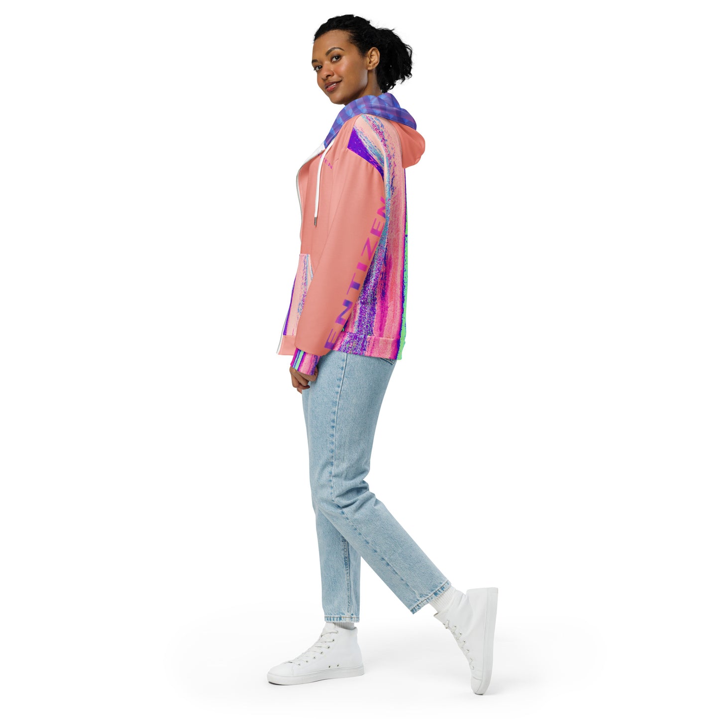 Entizen Brand Pink Tiger Zip Hoodie Pink