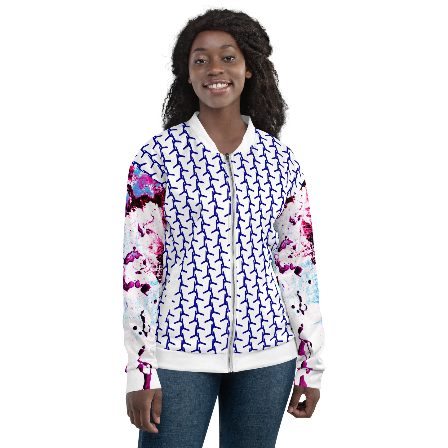 Entizen Womens Bomber Jacket Pink & Blue