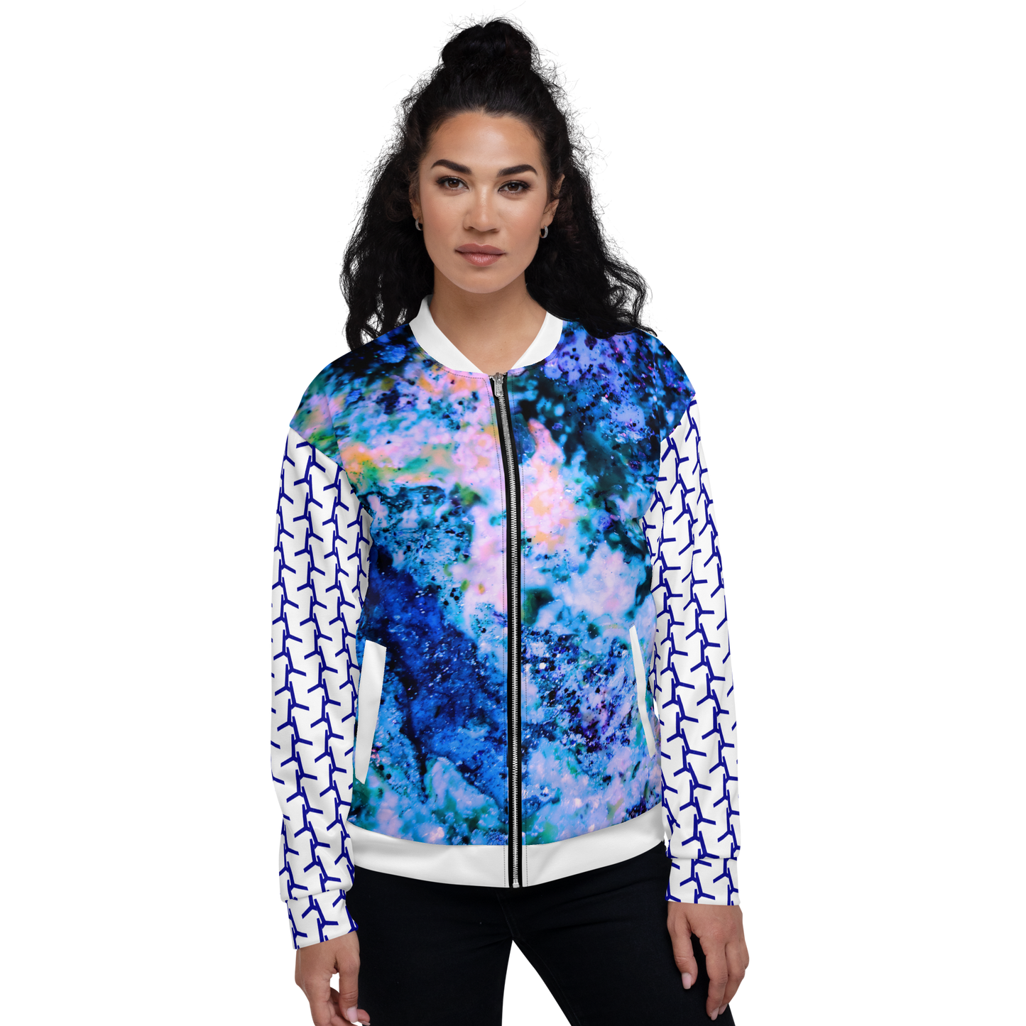 Entizen Bomber Jacket Blue Thread Coral