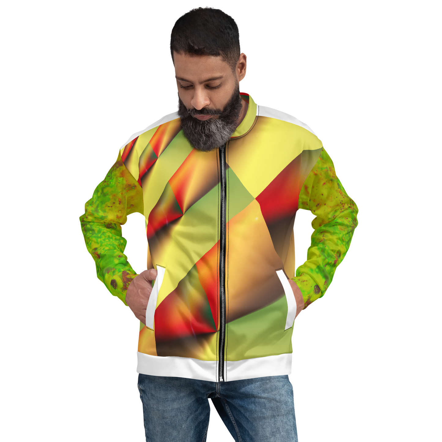 ROZENI Bomber Jacket Green& yellow