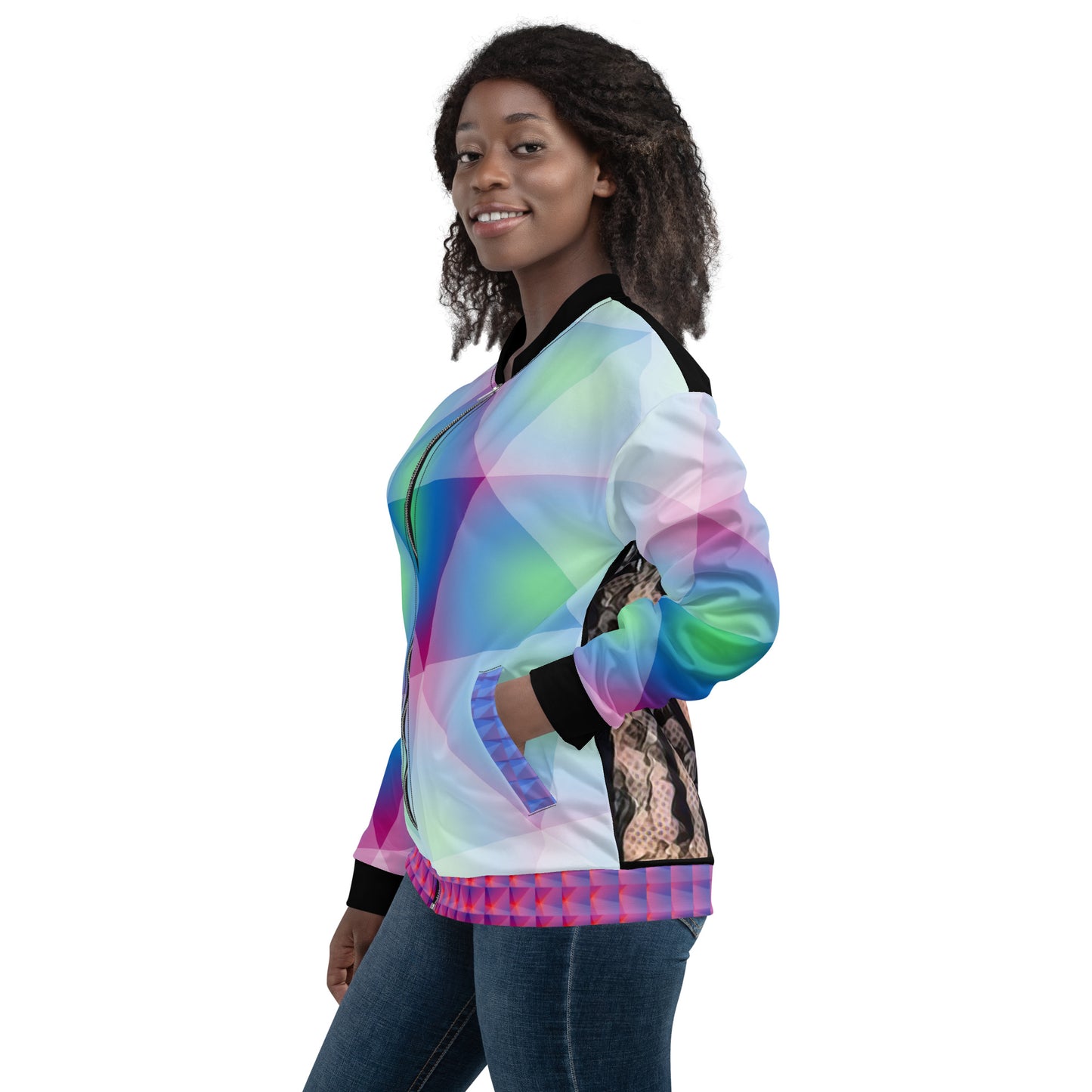 DOMI Unisex Bomber Jacket Tri Mint Blue