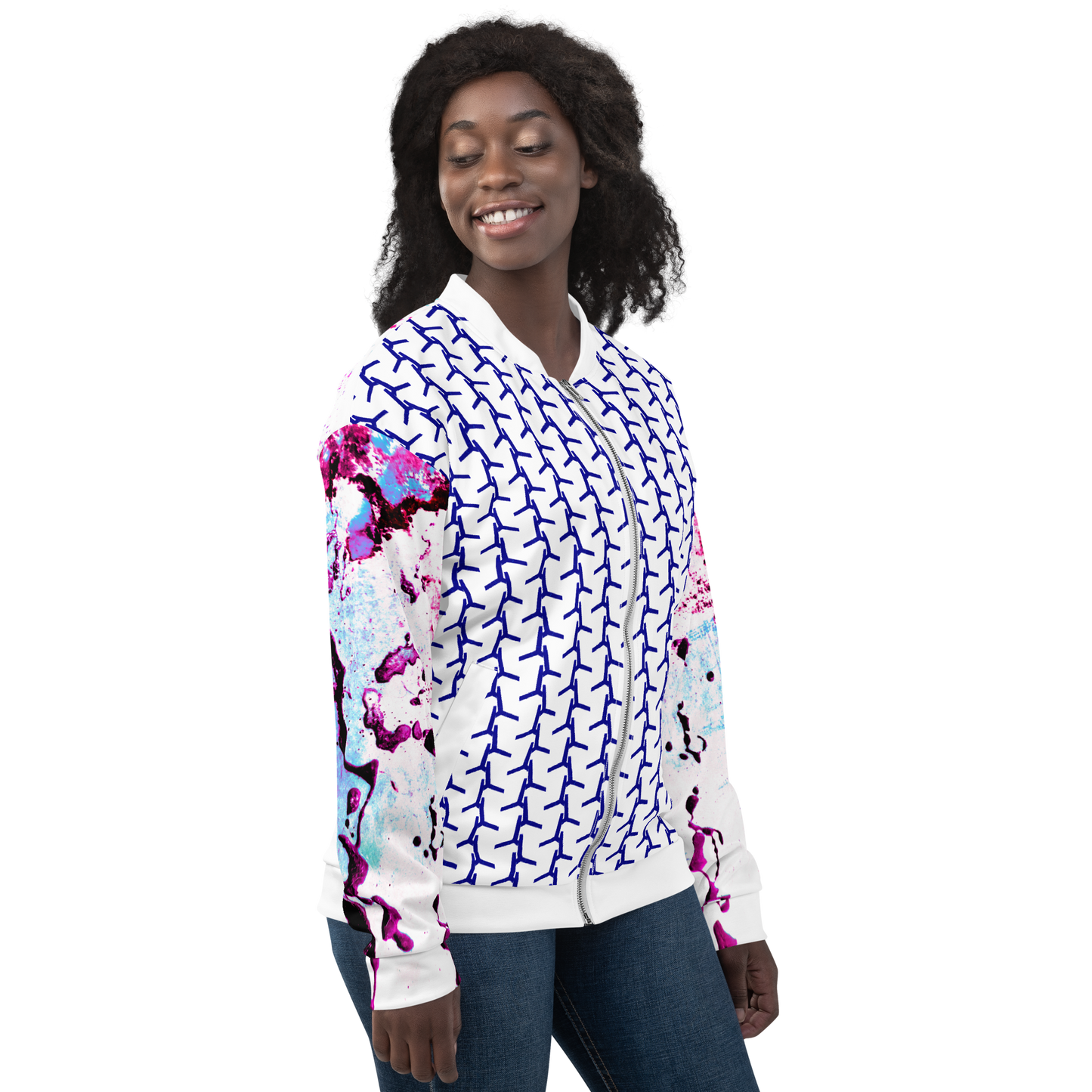 Entizen Womens Bomber Jacket Pink & Blue