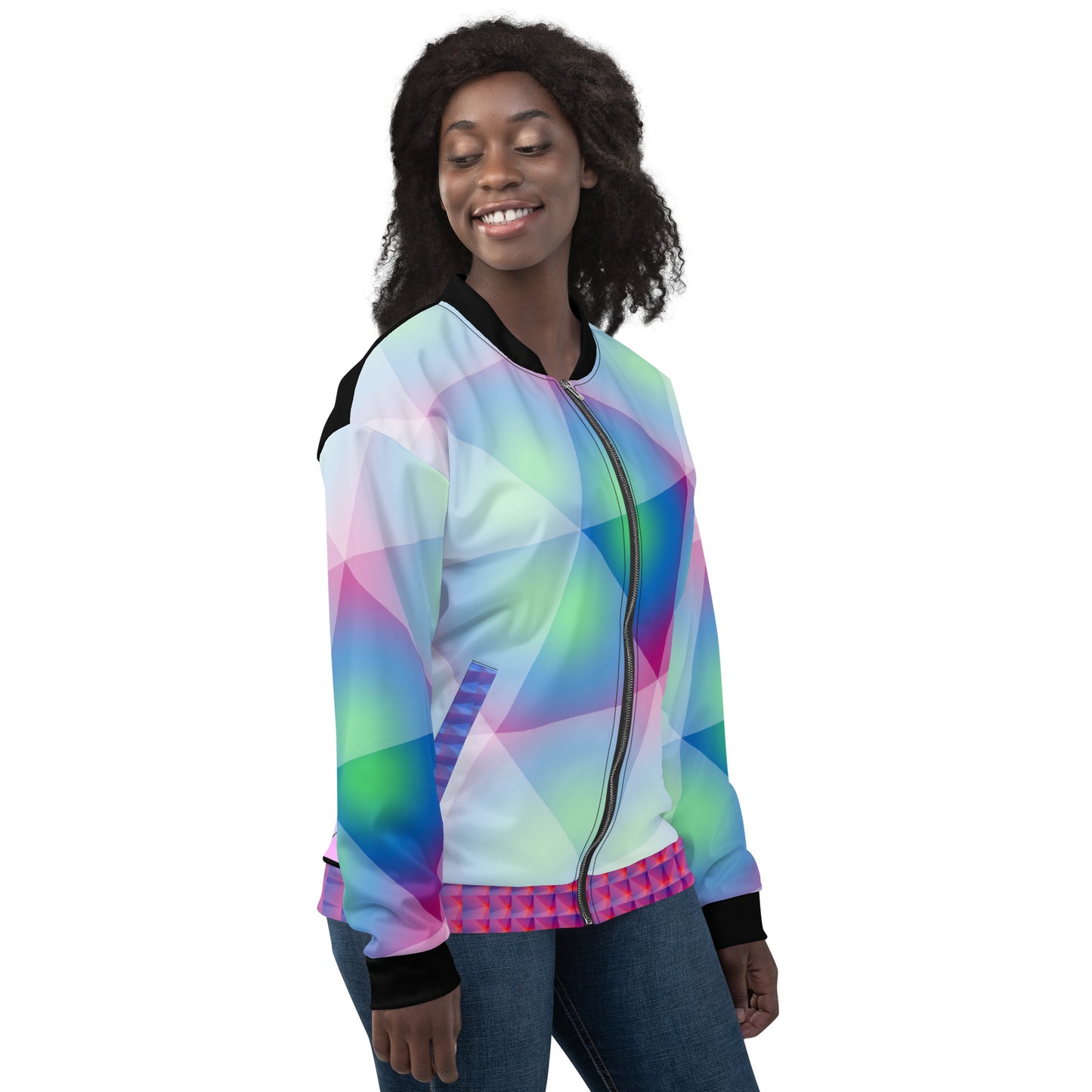 DOMI Unisex Bomber Jacket Tri Mint Blue