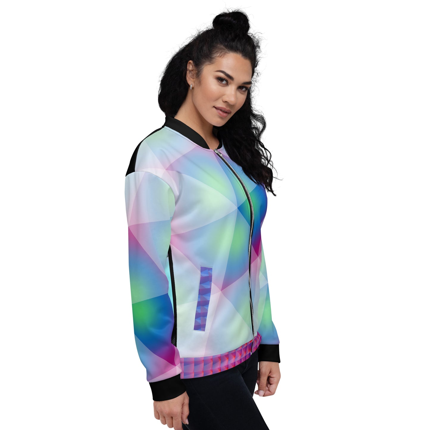 DOMI Unisex Bomber Jacket Tri Mint Blue
