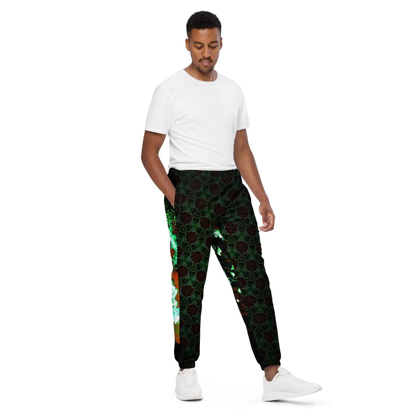 ROZENI Brand Green Art Track Pants Green & Black