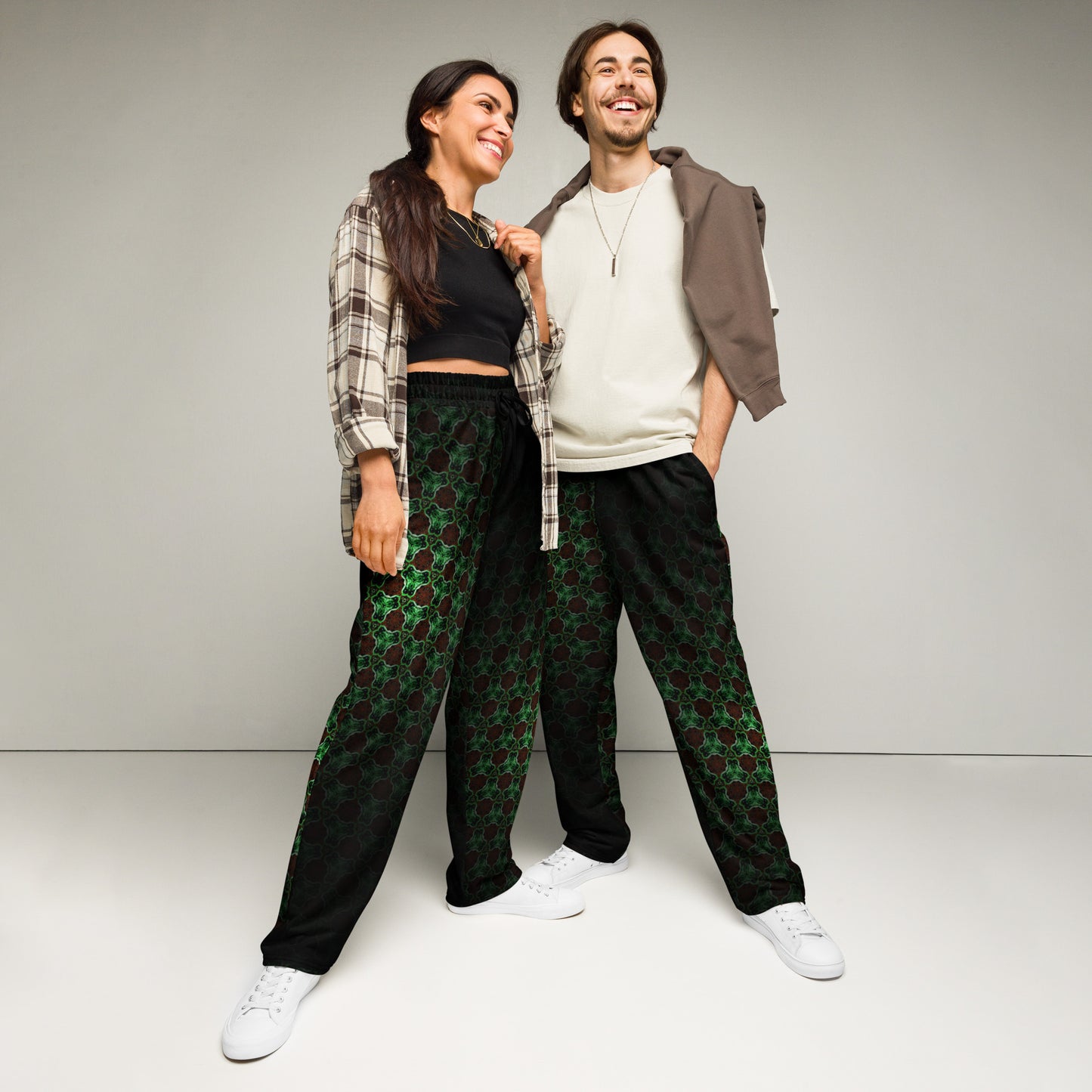Green Art Wide-Leg Joggers Black