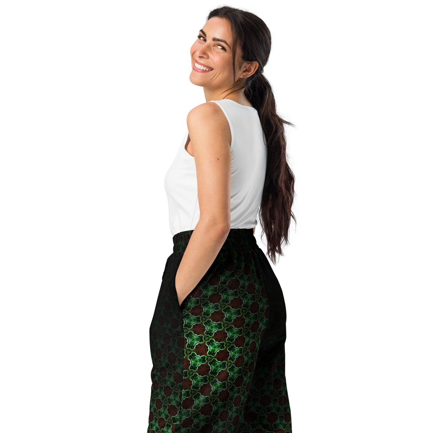 Green Art Wide-Leg Joggers Black