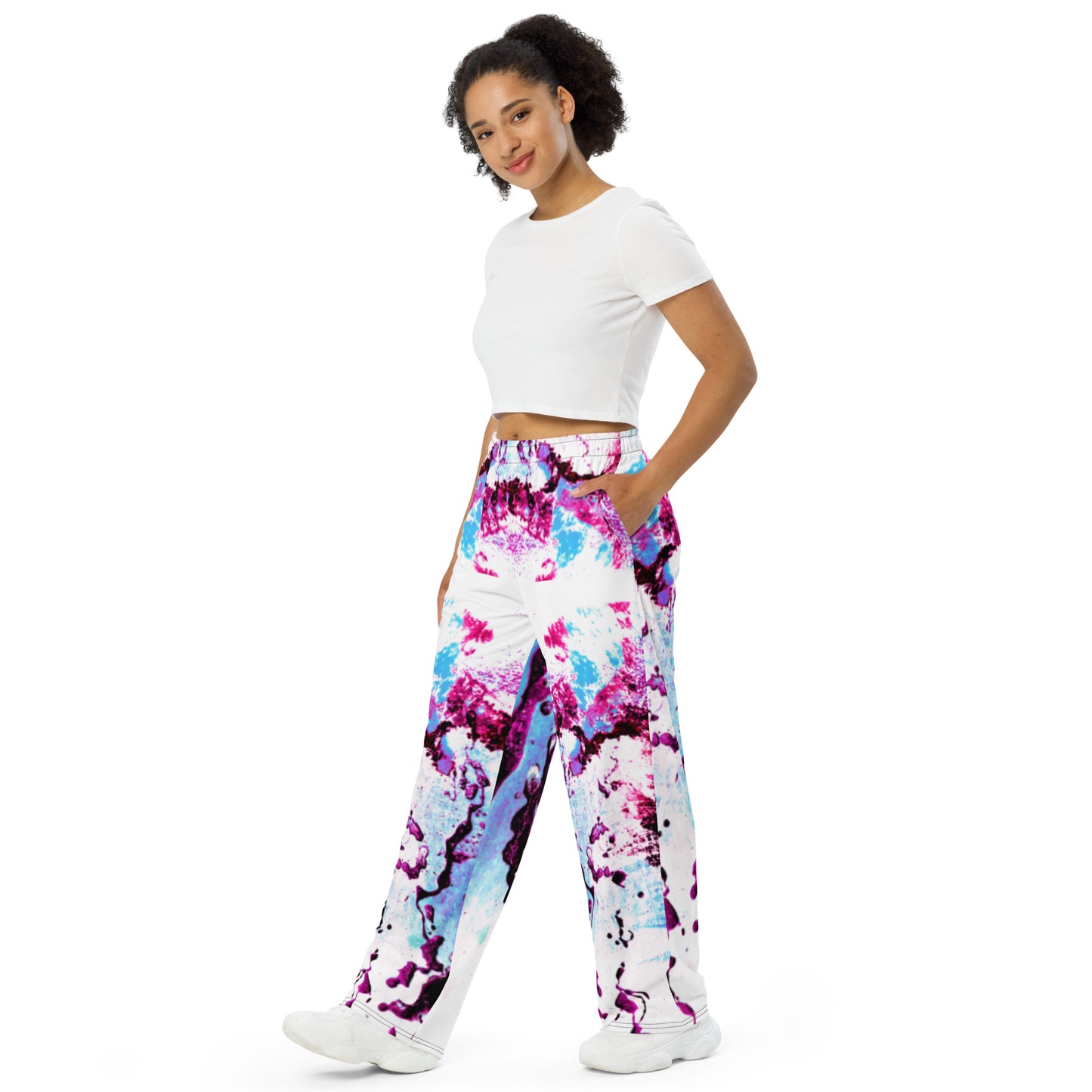 Entizen Unisex Wide-Leg Joggers Fuchsia & Blue