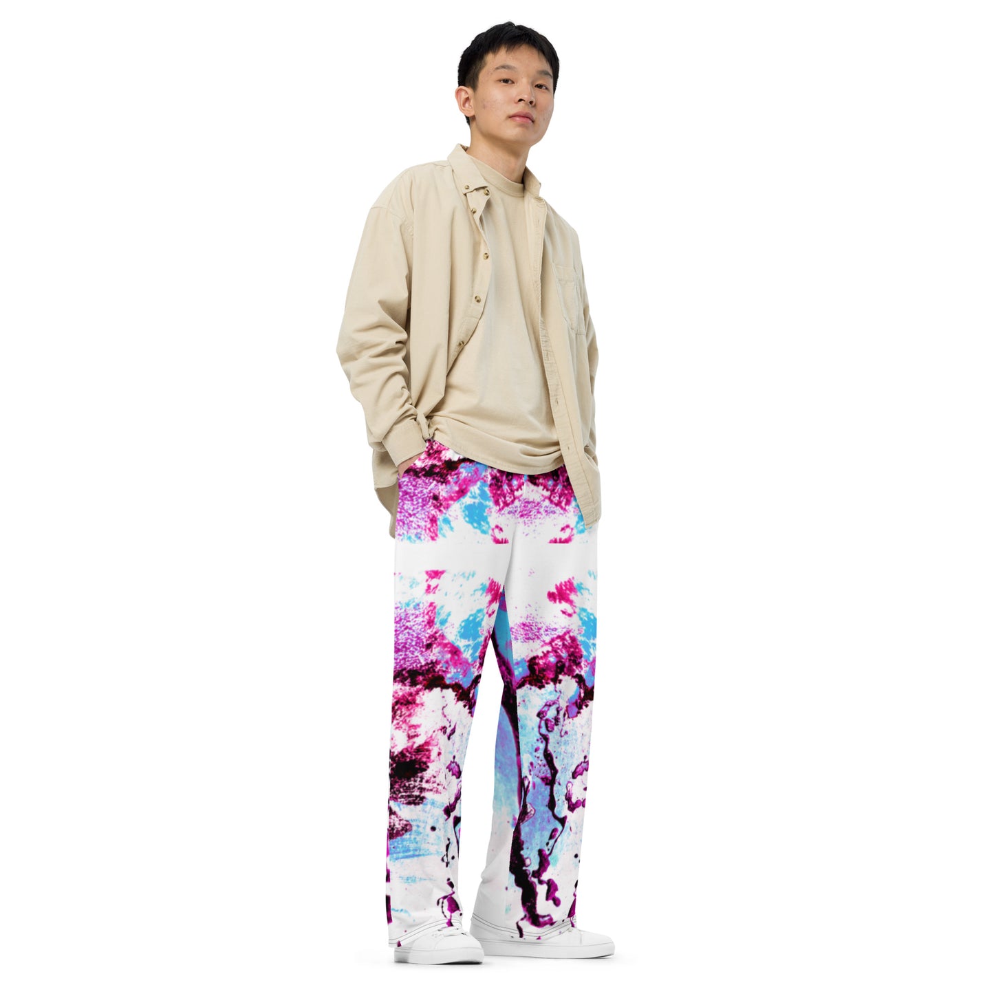 Entizen Unisex Wide-Leg Joggers Fuchsia & Blue