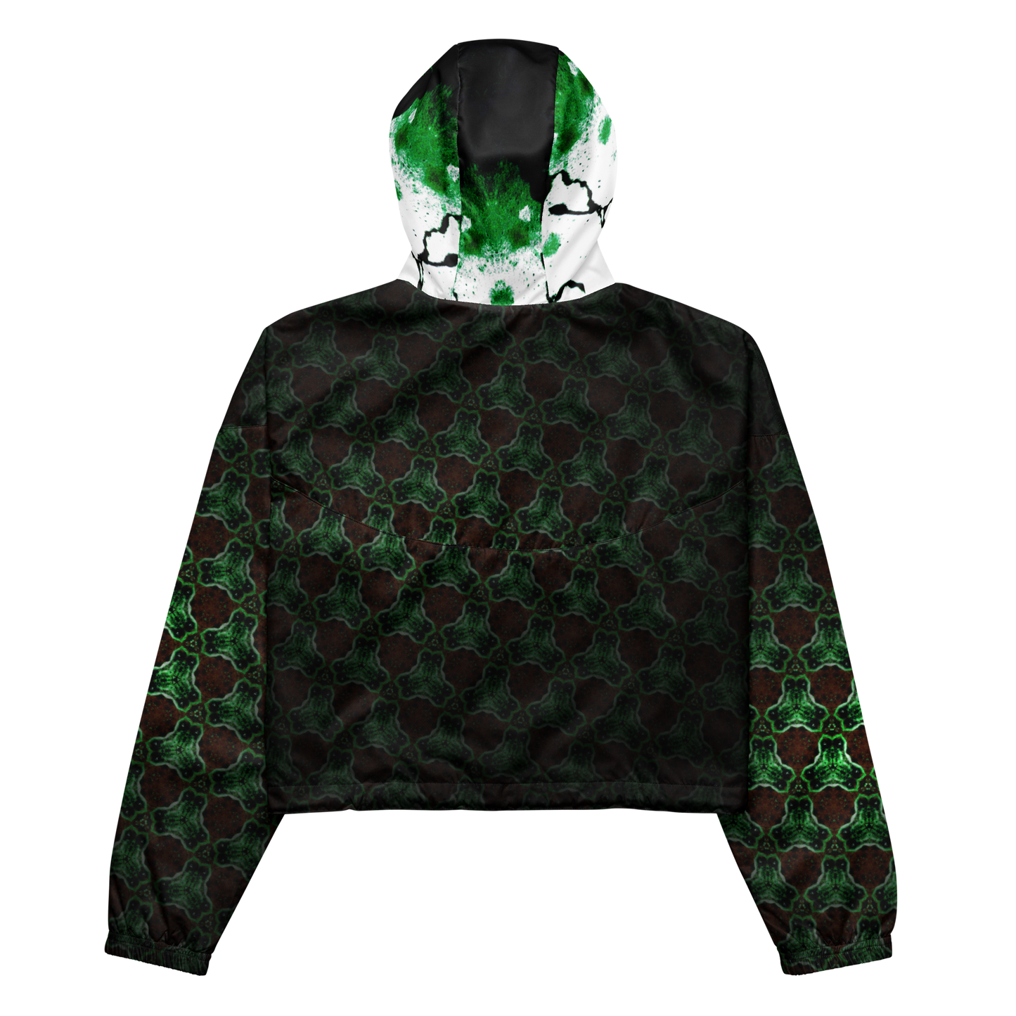 Entizen Green Art Cropped Windbreaker White Hood