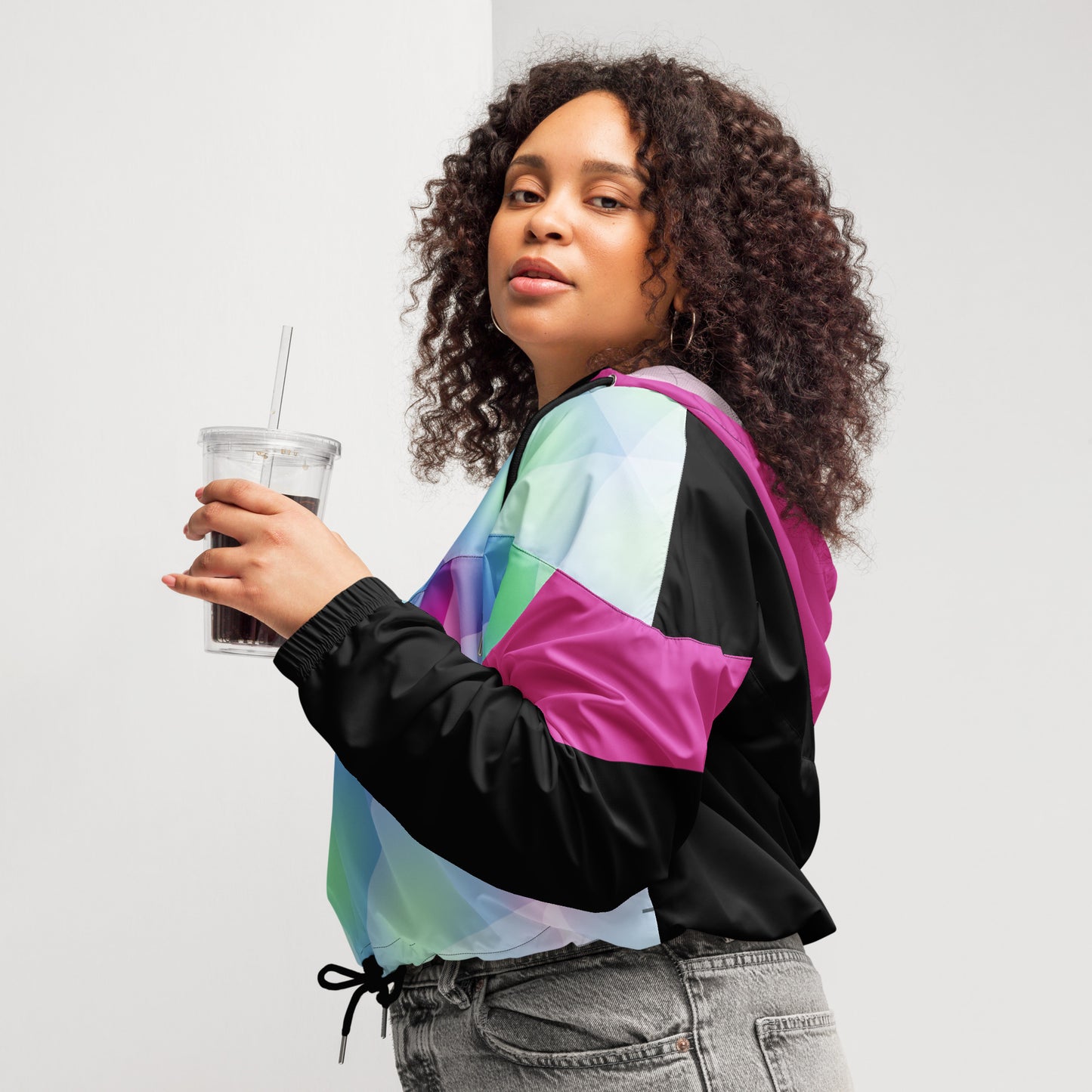 ENTIZEN Blue Green Tri Cropped Windbreaker