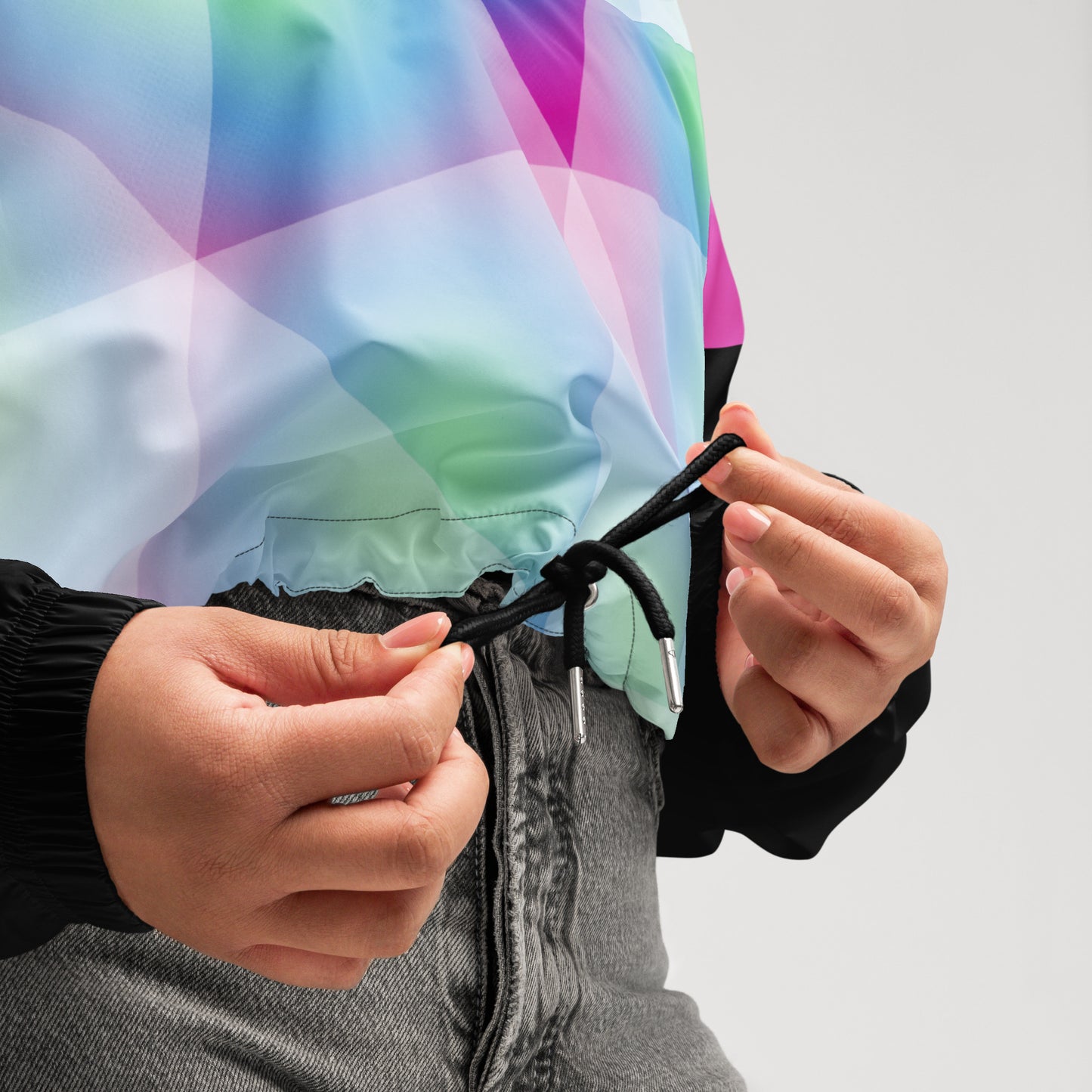 ENTIZEN Blue Green Tri Cropped Windbreaker