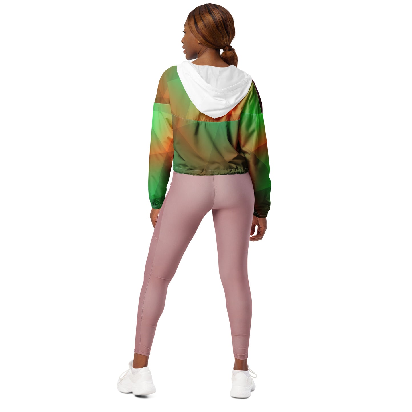 Women’s cropped windbreaker Burgundy,Green and Orange