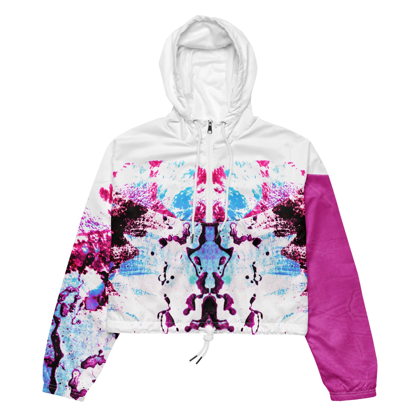 Entizen Cotton Pink Cropped Windbreaker Fuchsia Sleeve