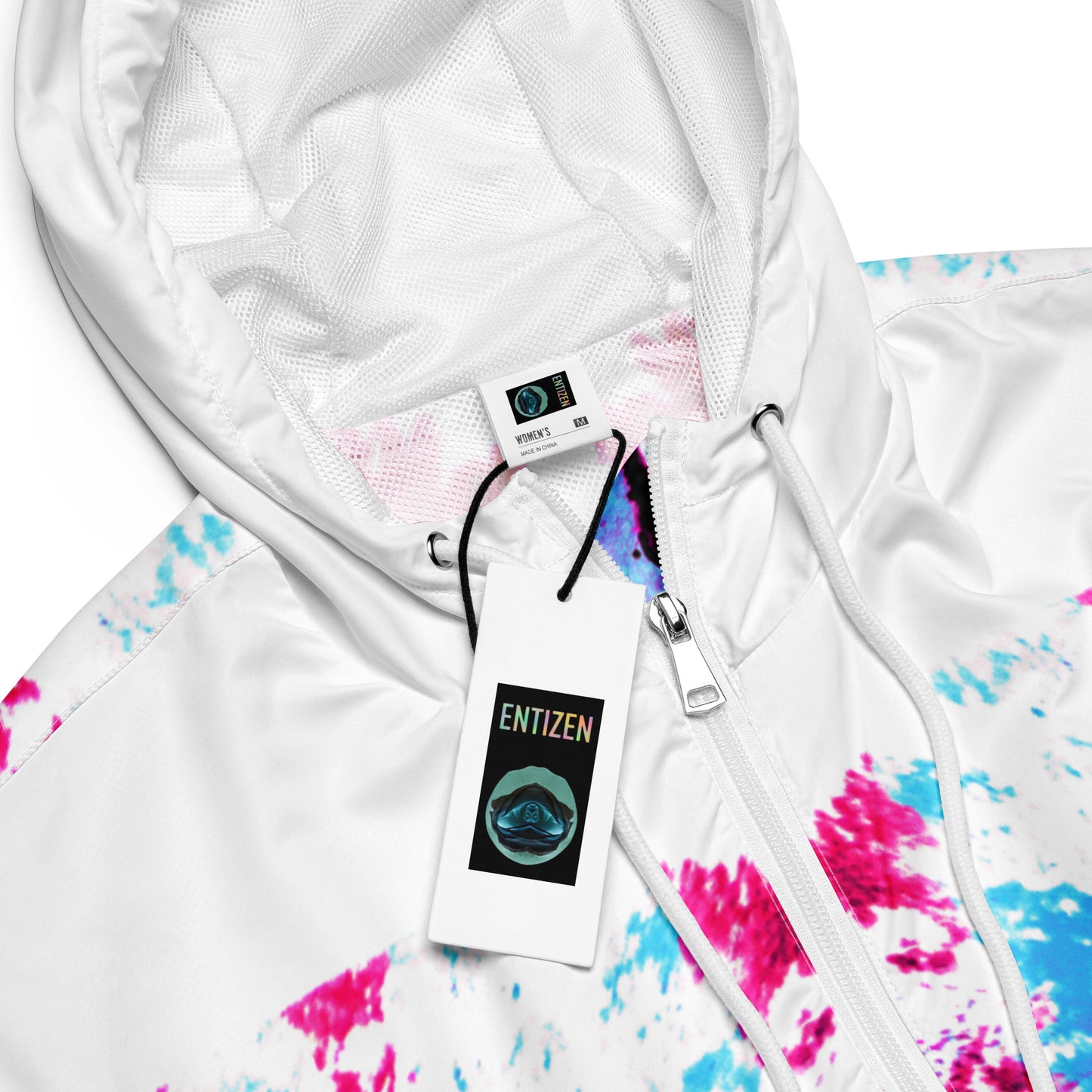 Entizen Cotton Pink Cropped Windbreaker Fuchsia Sleeve
