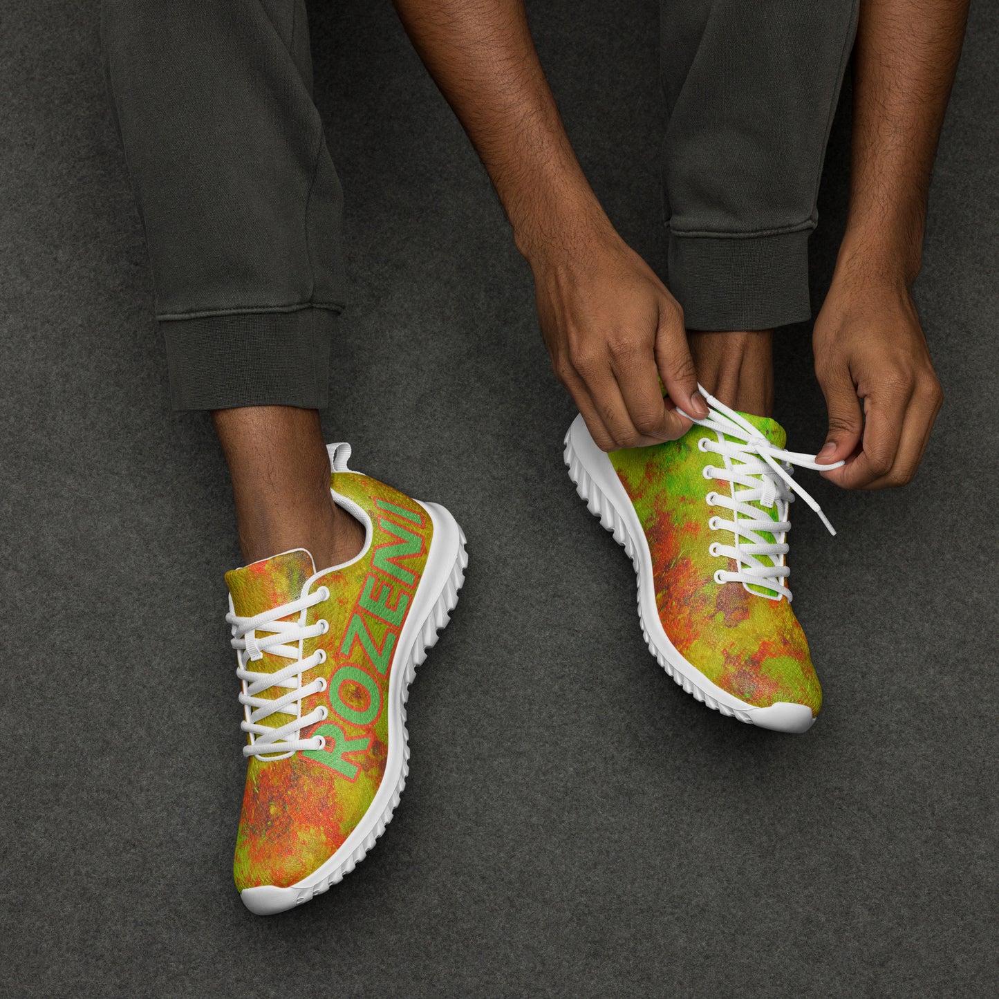 Rozeni Men’s Athletic Shoes Orange & Green
