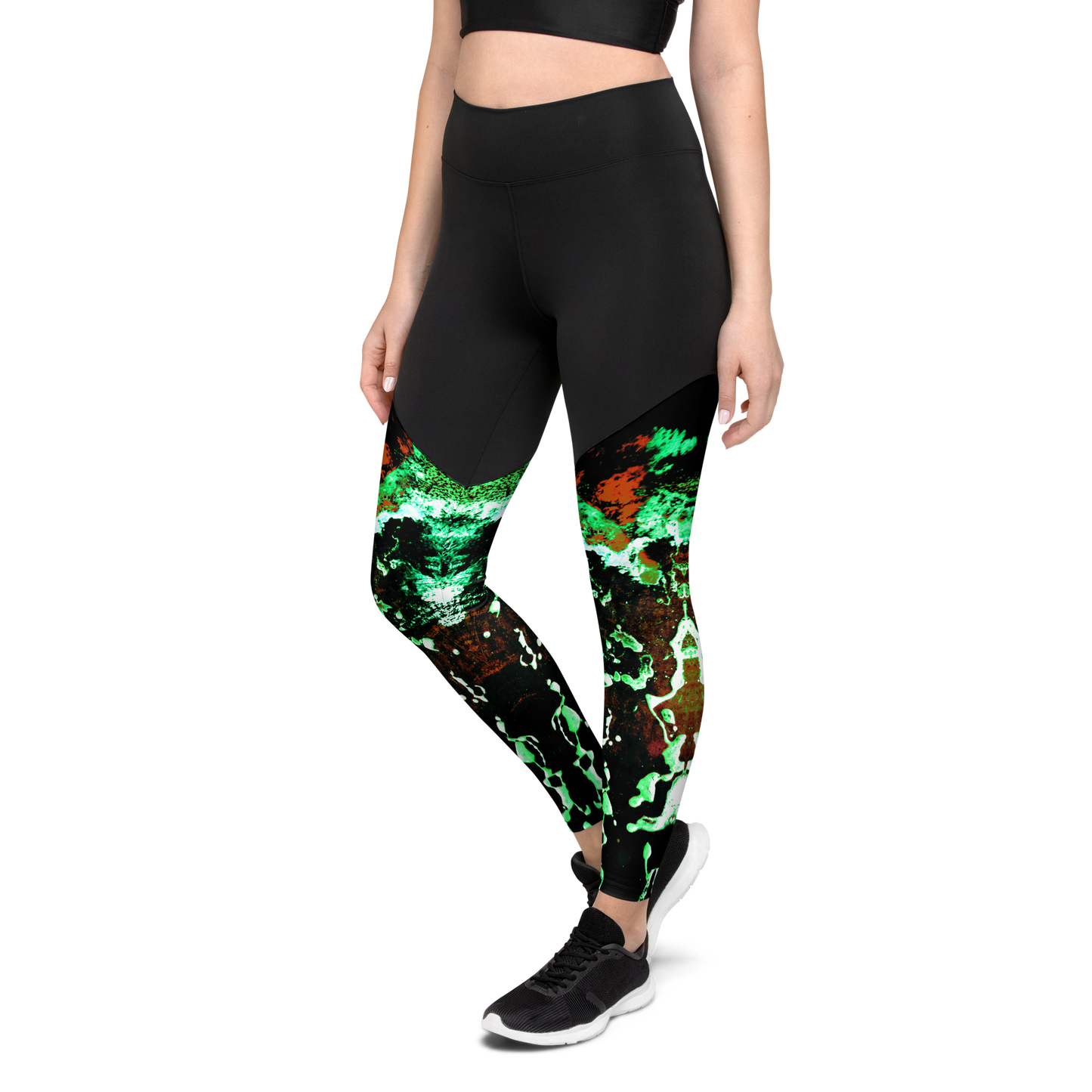 Entizen Green Art Sports Leggings Black