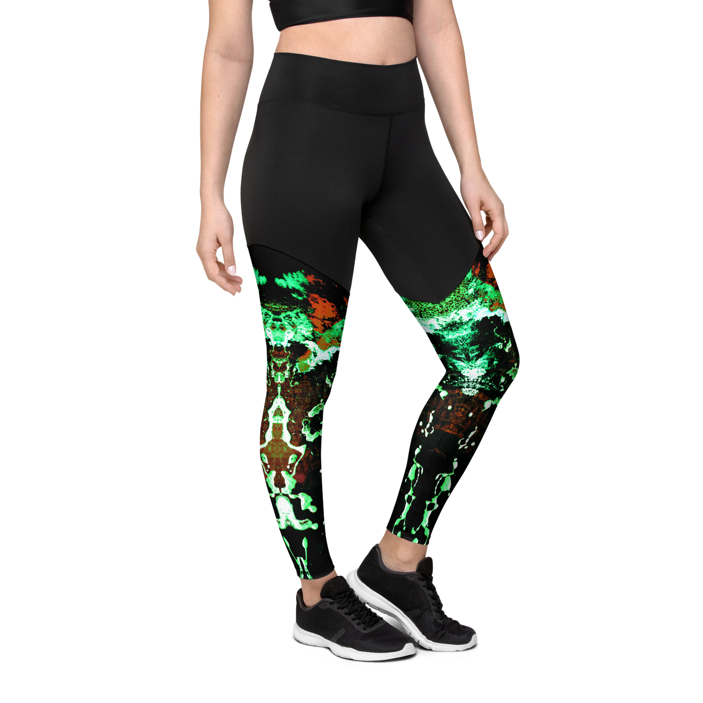 Entizen Green Art Sports Leggings Black