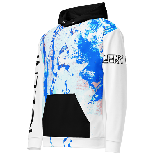 Rozeni Brand Unisex Hoodie Blue & White Black Hood
