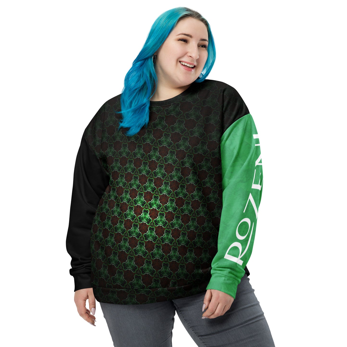 Unisex Brand ROZENI Green Art Sweatshirt Black & Green