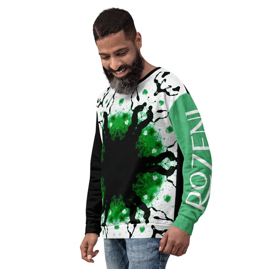 Unisex Brand ROZENI Green Art Sweatshirt Black