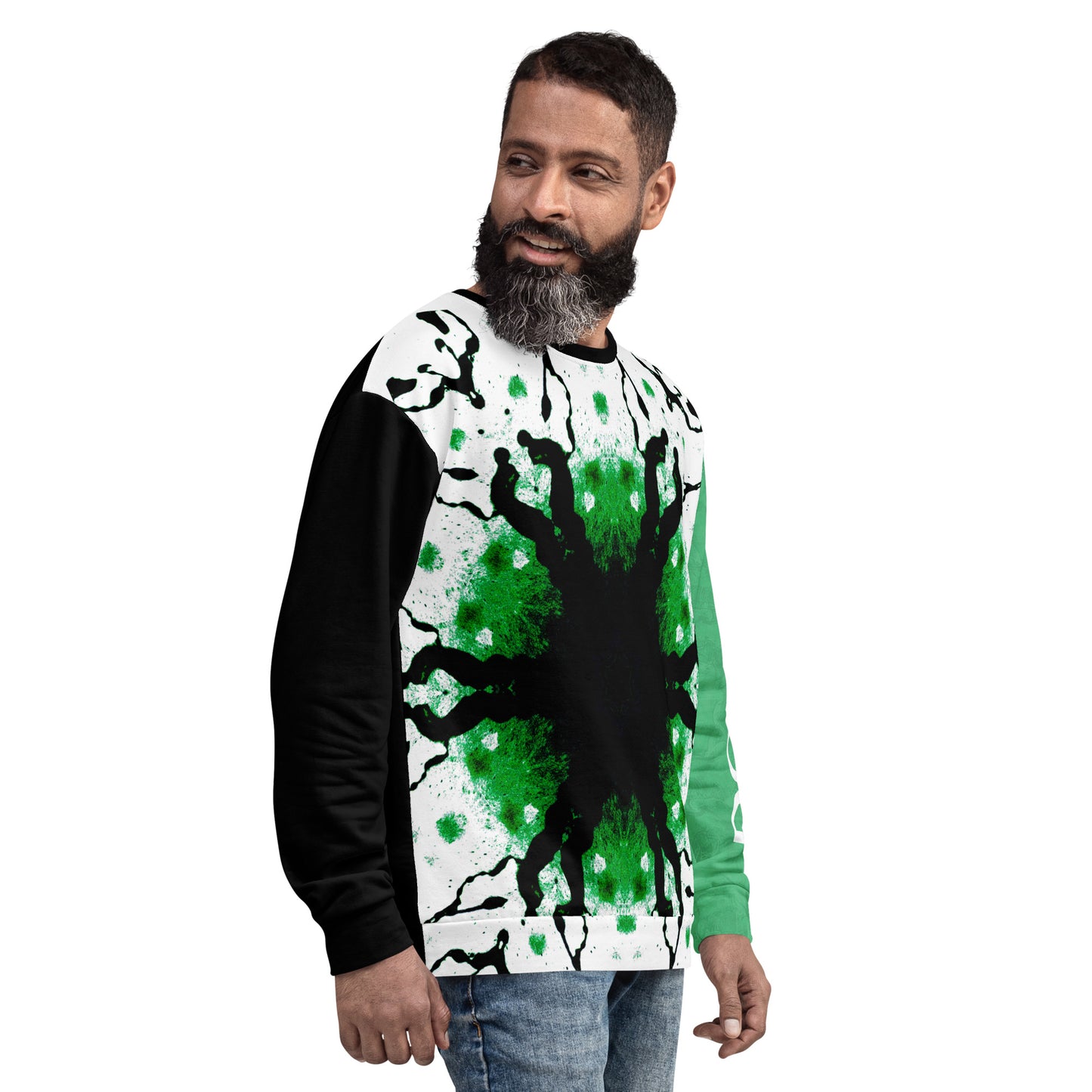 Unisex Brand ROZENI Green Art Sweatshirt Black