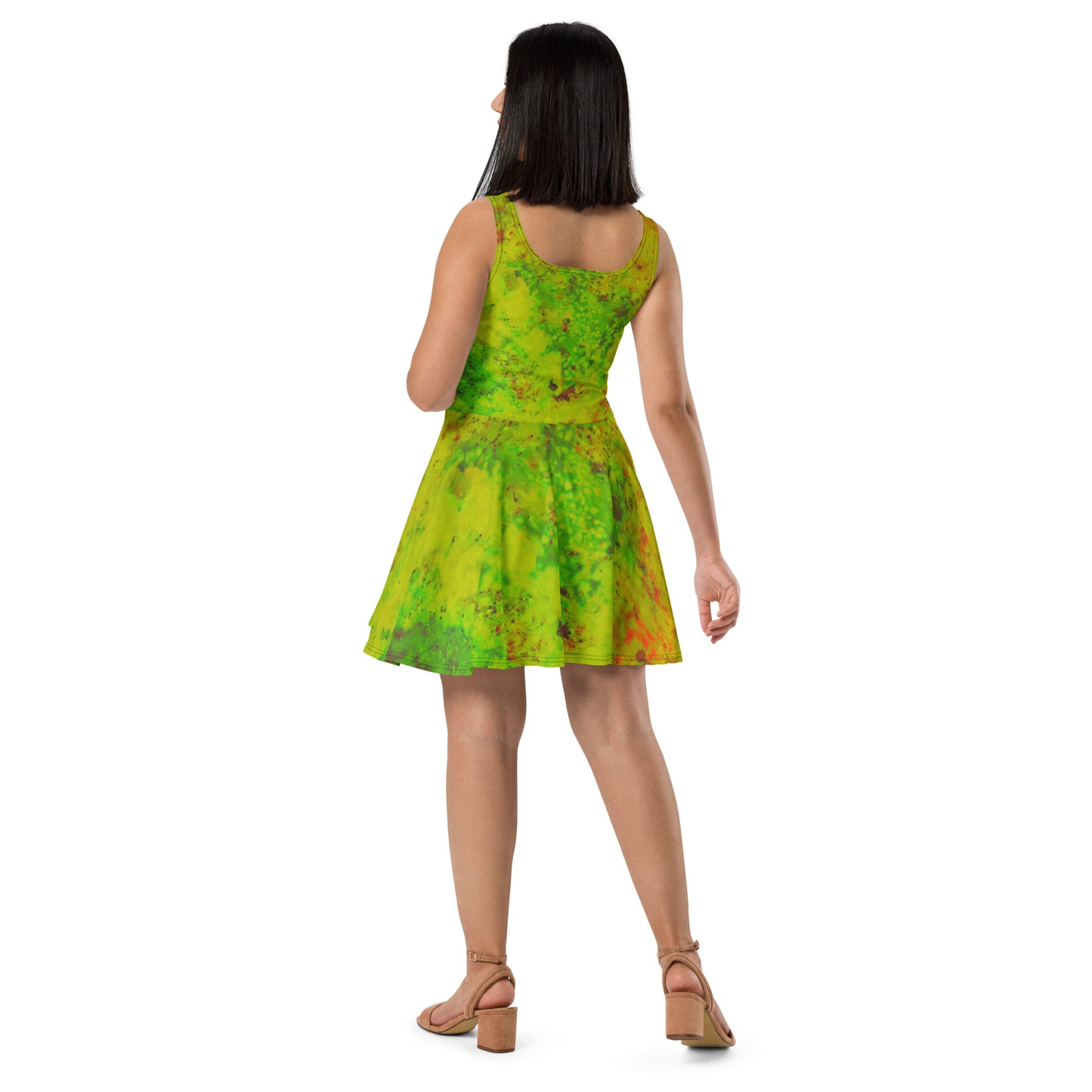 Entizen Skater Dress Coral Green Art