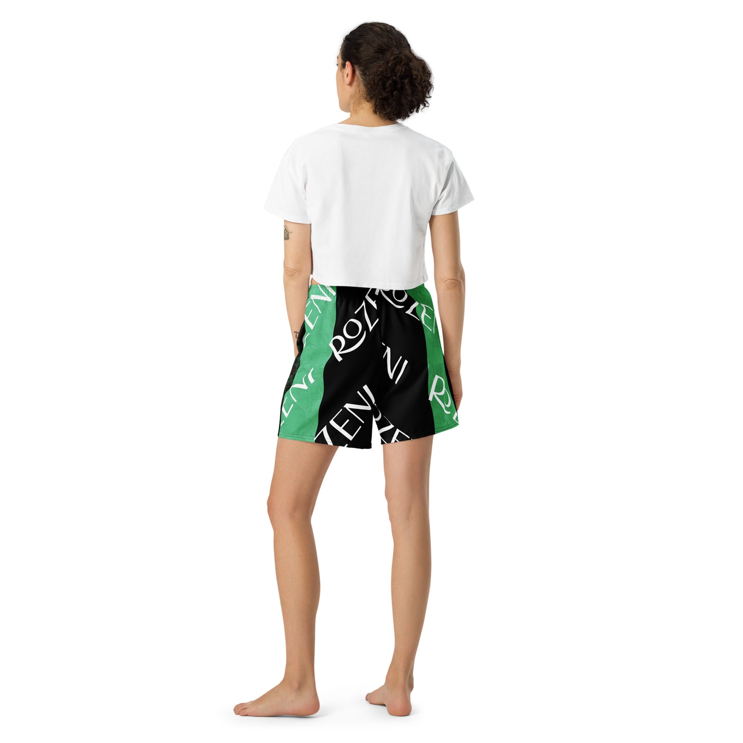 ROZENI Brand Unisex Green Art Athletic Long Shorts