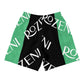 ROZENI Brand Unisex Green Art Athletic Long Shorts