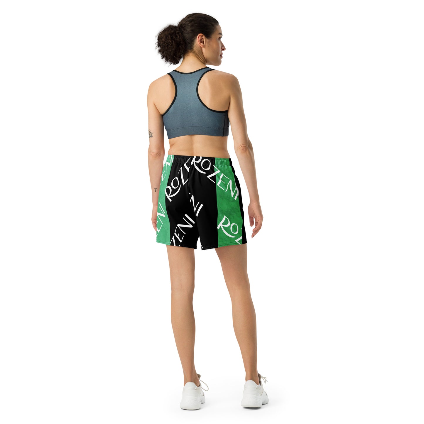 ROZENI Brand Unisex Green Art Athletic Long Shorts