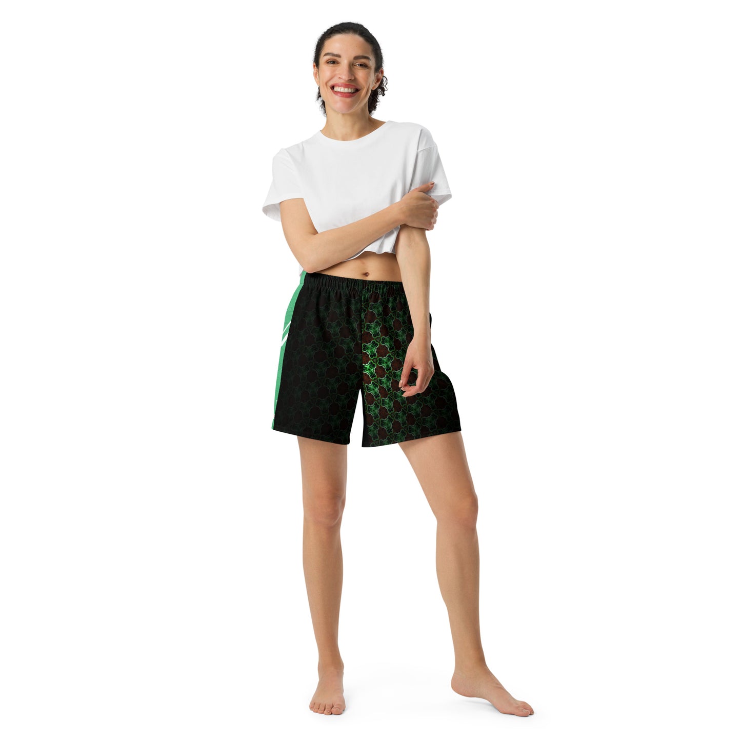 ROZENI Brand Unisex Green Art Athletic Long Shorts