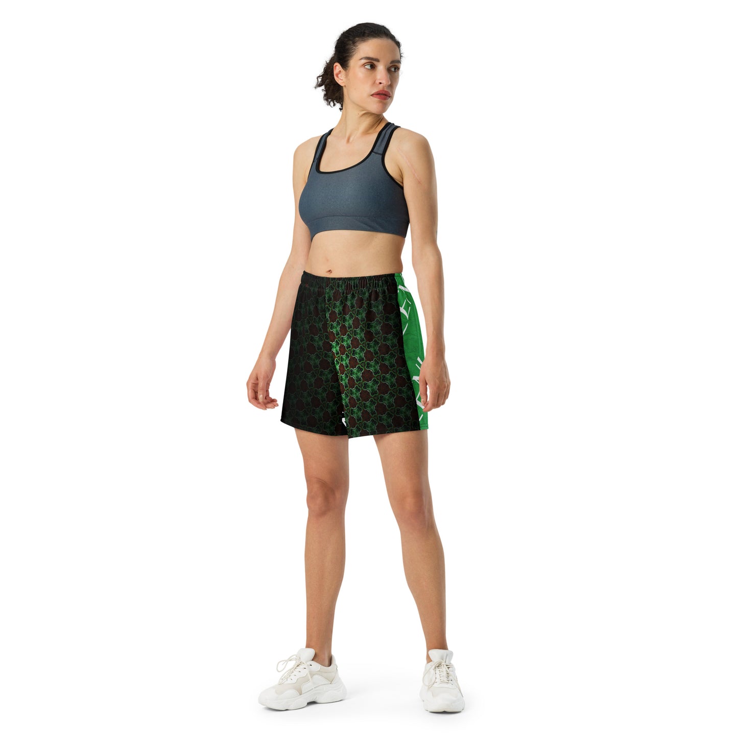 ROZENI Brand Unisex Green Art Athletic Long Shorts