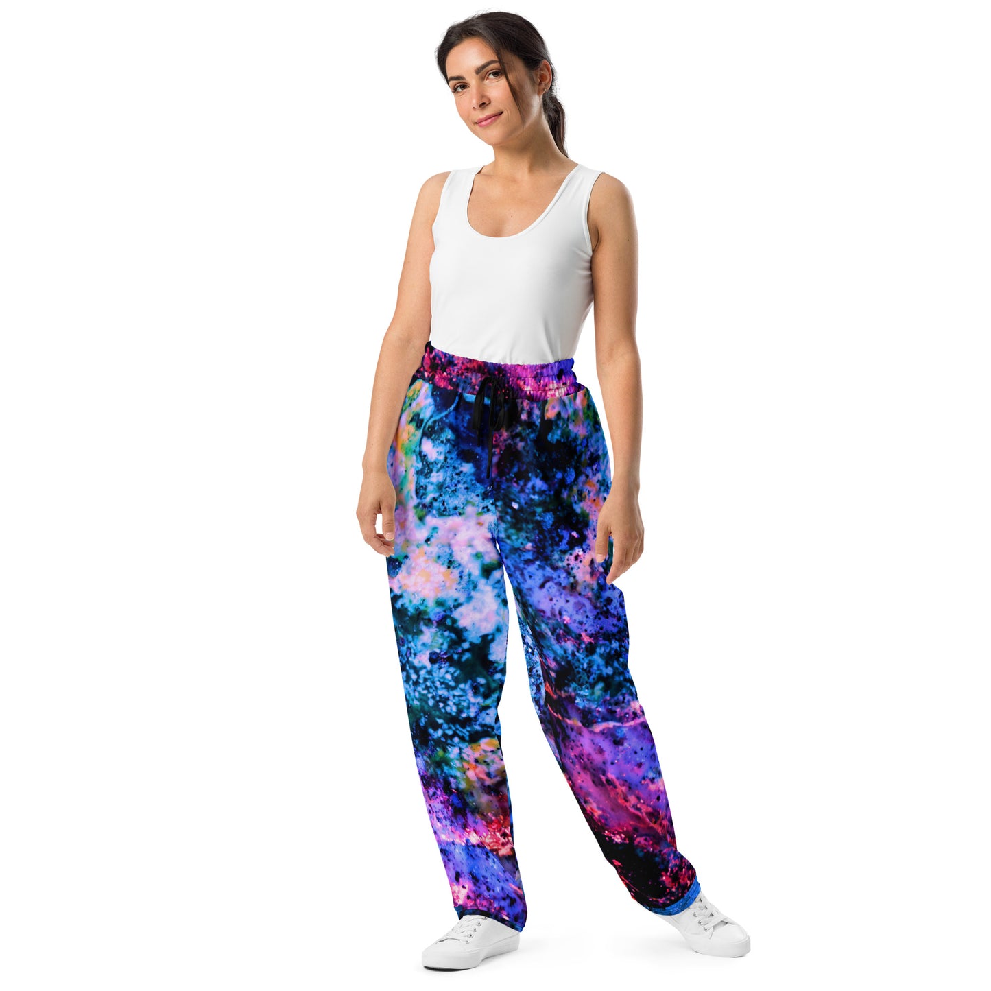 ENTIZEN Unisex Wide-Leg Joggers Coral Blue Art