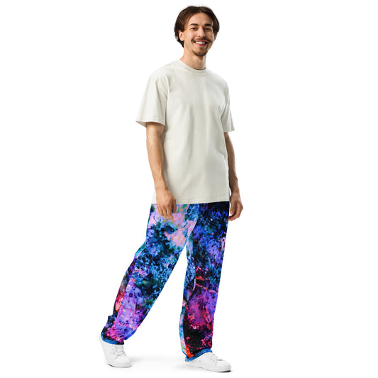 Rozeni Wide-Leg Joggers Coral Blue Art